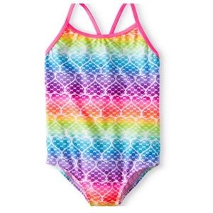 Rainbow heart printed One-piece Swimsuit
